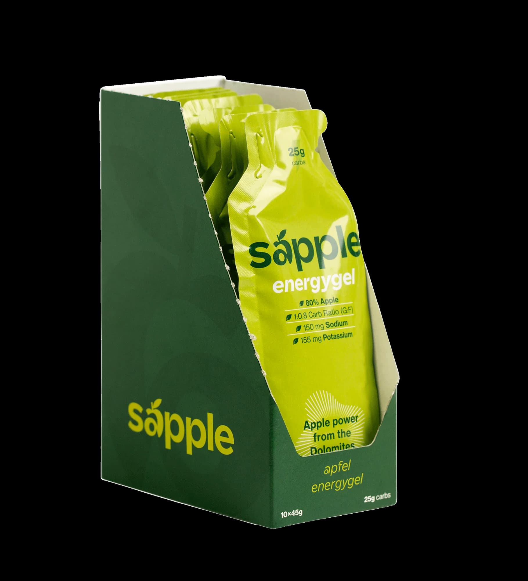 sapple Power 10-pack, box with energy gel pouches