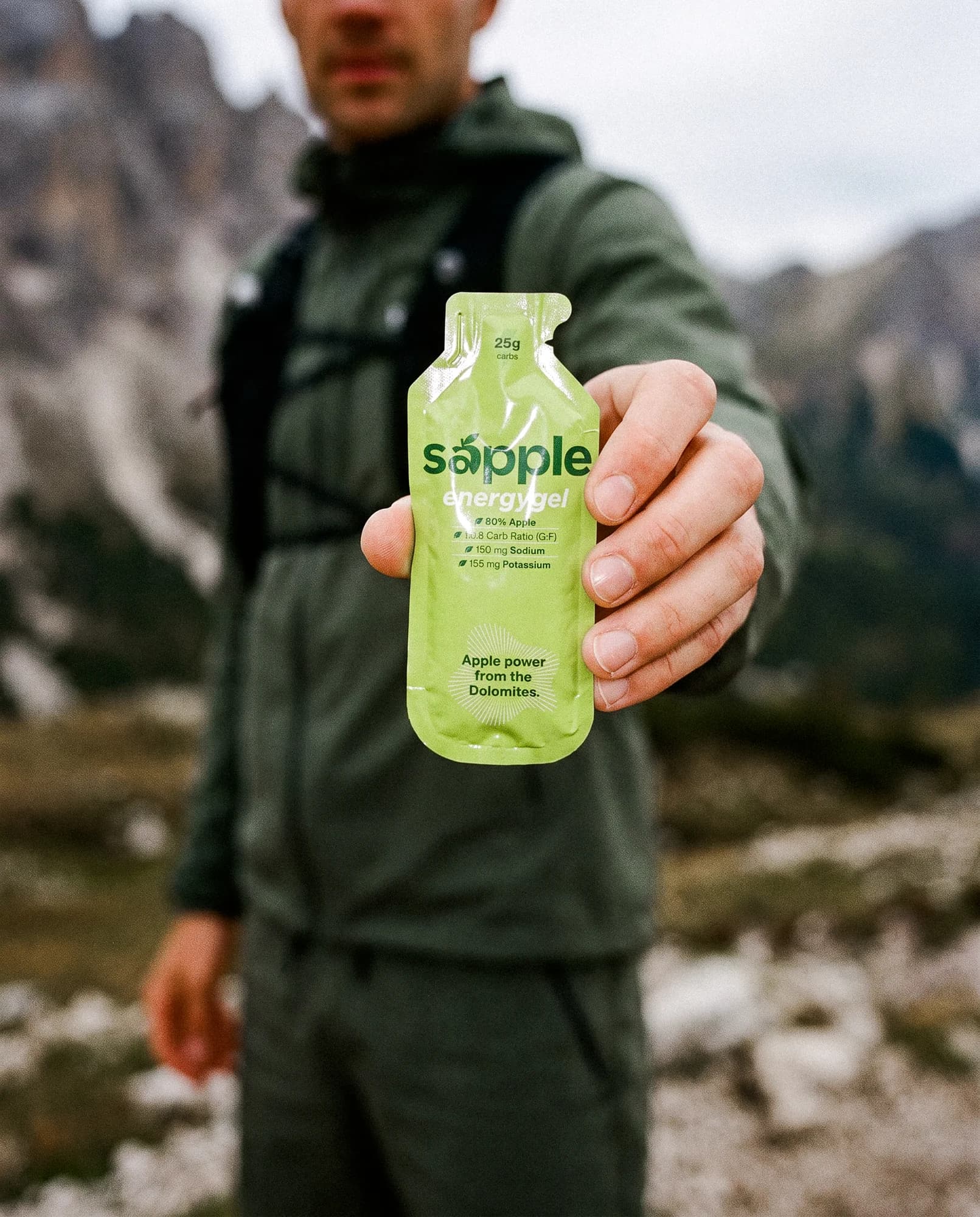 Athlete with sapple Power on the Seceda in the Dolomites