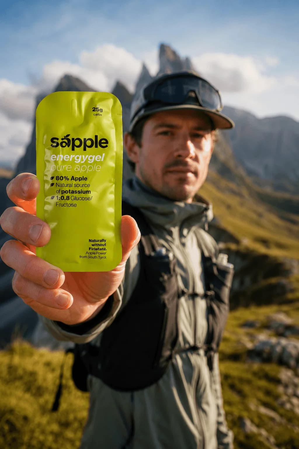 Athlete with Sapple Power on the Seceda in the Dolomites